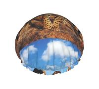 Leone, leopardo e tigre combattono per il cibo stampato,Cuffia da doccia, cuffia da notte, doppio strato, impermeabile, elastica, riutilizzabile.