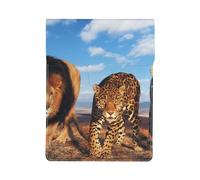 Leone, leopardo e tigre combattono per il cibo stampato, Custodia per laptop in pelle PU, borsa per notebook, custodia per laptop, custodia per tablet