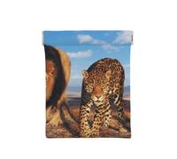 Leone, leopardo e tigre combattono per il cibo stampato, Spremere il portafoglio superiore da donna Borsa portaoggetti Piccola portamonete Portamonete