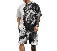 Leone, maglietta estiva da uomo e pantaloncini, set da 2 pezzi, tuta da allenamento per il tempo libero, per uomo, a maniche corte, set da 2 pezzi, Colore: 6, M