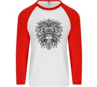Leone Mandala Arte Uomo L/S Baseball T-Shirt