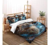 Leone mystery device Set Di Biancheria Da Letto 3 Pezzi Con Stampa 3D Fantasy Savanna Animal Copripiumino Con 2 Federe in Microfibra Morbida E Leggera Double（200x200cm）