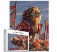 Leone nel mantello di piume 1000 pezzi puzzle per adulti zucca circonda scena arte puzzle colorato fai da te puzzle per la decorazione della casa regali puzzle famiglia perfetto per serate di gioco 50