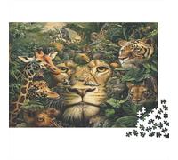 Leone nella Foresta Tropicale Puzzle 1000 Pezzi Carta per Adulti Mondo Animali Selvaggi Relax Attenzione Famiglia Decorazione Regalo 38x26cm/1000pcs