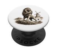 Leone olandese mulino a vento vintage incisione stile olandese olandese orgoglio PopSockets PopGrip Adesivo