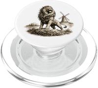 Leone olandese mulino a vento vintage incisione stile olandese olandese orgoglio PopSockets PopGrip per MagSafe