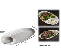 Leone Piatto Con Salsiera Melamina Bianco cm 33x17.5x3.2h O8161