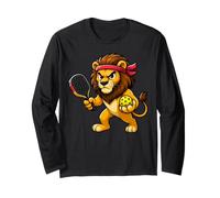 Leone Pickleball Giocatore Indossare Fascia Serious Competition Maglia a Manica