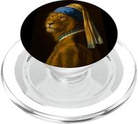 Leone pittura ragazza perla orecchio arte amante degli animali ragazzi ragazze PopSockets PopGrip per MagSafe