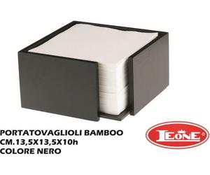 Leone Portatovaglioli Bamboo cm 13,5x13,5x10h Nero - LEO0085Z