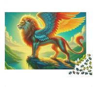 Leone Puzzle 1000 Pezzi per Adulti Leone Alato su Scogliera Colorata Gioco Impossibile Educativo 70x50cm/1000pz