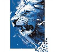 Leone Puzzle Impossible 1000Pcs Arte bianca blu Decorazione Per La Casa. Rilassamento E Intelligence Per Adulti E Ragazzi Da 14 Anni 1000pcs (75x50cm)