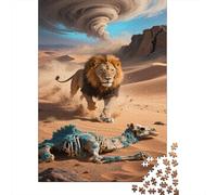 Leone Puzzle Impossible 1000Pcs Tempesta di sabbia del deserto Decorazione Per La Casa. Rilassamento E Intelligence Per Adulti E Ragazzi Da 14 Anni 1000pcs (75x50cm)