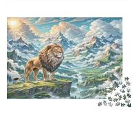 Leone Puzzle in cartone Leone sulla rupe montana con sole puzzle classico attività rilassante adatta alla famiglia 52x38cm/1000 pezzi