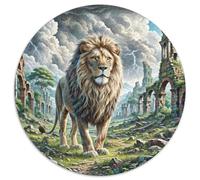 Leone Puzzle rotondi da 1000 pezzi per bambini e adulti, regalo per la famiglia, forma unica impossibile per giochi di sfida unici, 1000 pezzi (67,5 x 67,5 cm)