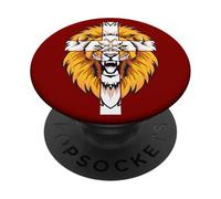 Leone Questo papà prega Dio Gesù Croce Cristiano Papà Nonno PopSockets PopGrip Adesivo