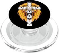 Leone questo papà pregare Dio Gesù croce cristiano papà arte sul retro PopSockets PopGrip per MagSafe