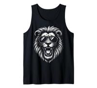 Leone Ruggente con Occhiali da Sole audace Opera d'Arte in Bianco e Nero Canotta