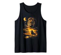 Leone Savana Notte Luna Celeste Streak Fauna Selvatica Canotta