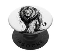 Leone Schizzo Piercing Occhi Bold Wildlife Art PopSockets PopGrip Adesivo