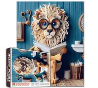 Leone seduto sul water puzzle per adulti 1000 pezzi bagno animali lettura libri puzzle giocattoli da viaggio perfetto famiglia divertimento attività impossibile difficile difficile impegnativo per