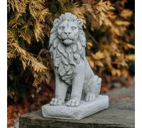 Leone sinistro statua in pietra H.34 cm 25 x 14 cm 10 kg grigio cemento bianc...