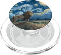 Leone sotto cielo stellato van Gogh Celestial Swirls Art PopSockets PopGrip per MagSafe