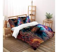 Leone spaziale Set Di Biancheria Da Letto Artee Copripiumino 2 Pezzi Comfort in Cotone Per Coppia Adulti Doppia Con Cerniera Super King（260x220cm）