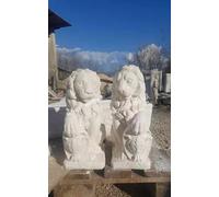 LEONE STATUA COPPIA DI LEONI CON STEMMA ARALDICO PER ESTERNO GIARDINO IN CEMENTO