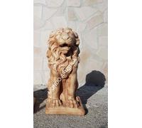 LEONE STATUA SCULTURA DA GIARDINO PER ESTERNO IN CEMENTO BIANCO MARMO E PIETRA