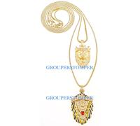 Leone Testa con Corona Collana Set Nuovo Mini Ciondoli 24 & 76.2cm Scatola