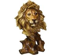 Leone Testa Statua Soprammobili,finitura In Legno Finto Resine Scultura,animale Busto Figurines,arte Della Giungla Decorazione Artigianato Decorazioni Ufficio Ornamenti A 18x13.5x28.5cm(7x5x11inch)