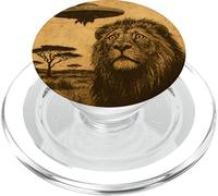 Leone Ufo Sorpreso Vintage Alien Sci-Fi Incontro Divertente PopSockets PopGrip per MagSafe