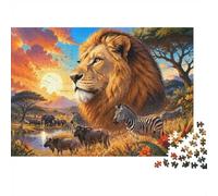 Leone Zebra Elefante 1000pcs Mini Puzzle per Adulti Difficile | 52 x 38 cm, scatola decorativa per soggiorno, struttura durevole, regalo di compleanno, rilassamento