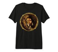 Leone Zodiac Astrologia Afro Regina Nera Melanina Maglietta Premium