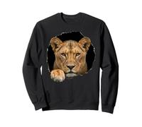 Leonessa Breaking Through Torn Hole Wild Cat Grafica Felpa