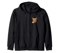 Leonessa Breaking Through Torn Hole Wild Cat Grafica Felpa con Cappuccio