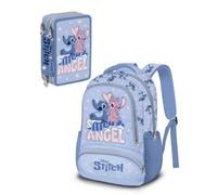 Leonetti Giocattoli Zaino Disney Stitch Schoolpack a forma di uovo + astuccio con 3 cerniere