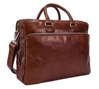 LEONHARD HEYDEN Cambridge Zipped Briefcase 2 Compartments Cognac
