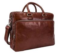 LEONHARD HEYDEN Cambridge Zipped Briefcase 2 Compartments Cognac