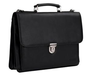 Leonhard Heyden cartella laptop bag con scomparto per laptop Hannover Briefcase 2 Compartments Black nero
