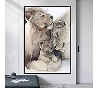 Leoni moderni Famiglia Poster e stampe Animali astratti Leone Dipinti su tela Wall Art Picture per ingresso Home Decoration 45x30cm senza cornice