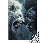 Leoni selvaggi bianchi e neri Puzzle 1000 Pezzi Gioco di Puzzle 1000 Pezzi Carta Animali della foresta Relax Decorazione Famiglia Regalo 70x50cm/1000pcs