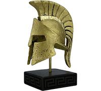 Leonidas - Scultura in alabastro con elmo del re spartano, misura piccola, effetto bronzo