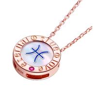 LEONIDS Collana da donna con ciondolo zodiacale in oro rosa 14 carati, in argento Sterling 925, con rubino, regalo per lei, 16+2, Argento sterling, Rubino