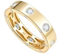 LEONIDS - Fedi nuziali delicati da donna in argento Sterling 925 placcato oro 14 carati e smeraldo coltivato in moissanite o laboratorio, fascia impilabile, non si ossida, regali, Gemma, Moissanite