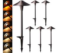 LEONLITE 3CCT - Luci a LED per vialetti a bassa tensione, 3000 K/4000 K/5000 K, testa a piattino, 12-24 V AC/DC, IP65, per esterni, bronzo lucidato ad olio, alluminio, confezione da 6