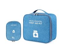 Leonshco 2 sacchetti per medicinali di grande capacità, borsa da viaggio, borsa portatile di primo soccorso, impermeabile, per medicinali, per la scuola, il campeggio, la casa (blu)