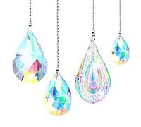 Leonshco 4 cristalli acchiappasole da appendere, prisma cristallo, 38 mm, cattura la luce del sole, crea un effetto arcobaleno luminoso, sostituzione regalo, per finestre, giardini, matrimoni
