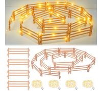 Leonshco 40 Pezzi Recinto Animali Giocattolo, Recinzione Giocattolo per Mini con 4 Catene Luminose a LED, Scena di Fattoria Fai-Da-Te, Decorazione di Paesaggio in Miniatura, Regalo Educativo
